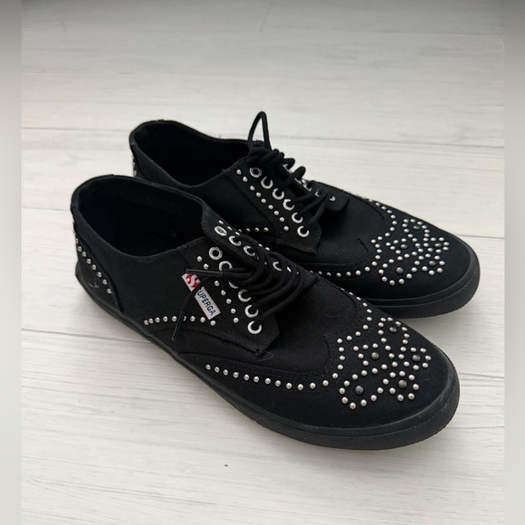 Superga Black Studded Canvas Derby Sneakers - Picture 2 of 5